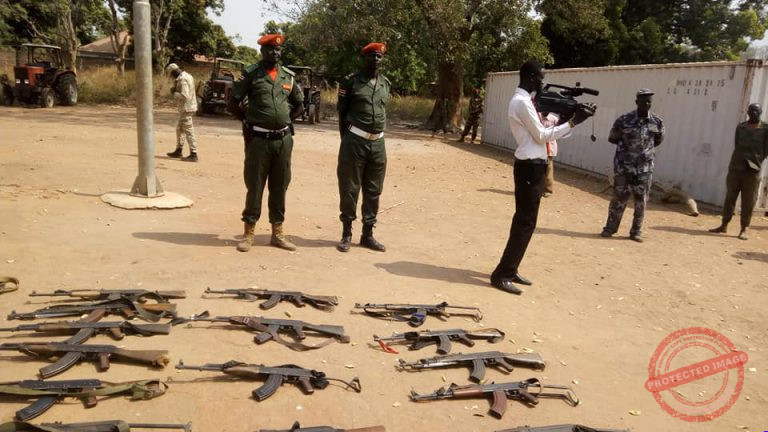 Guns on display in Rumbek