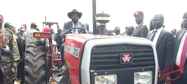President Salva Kiir launches the distribution of tractors in 2015 [Photo: courtesy]