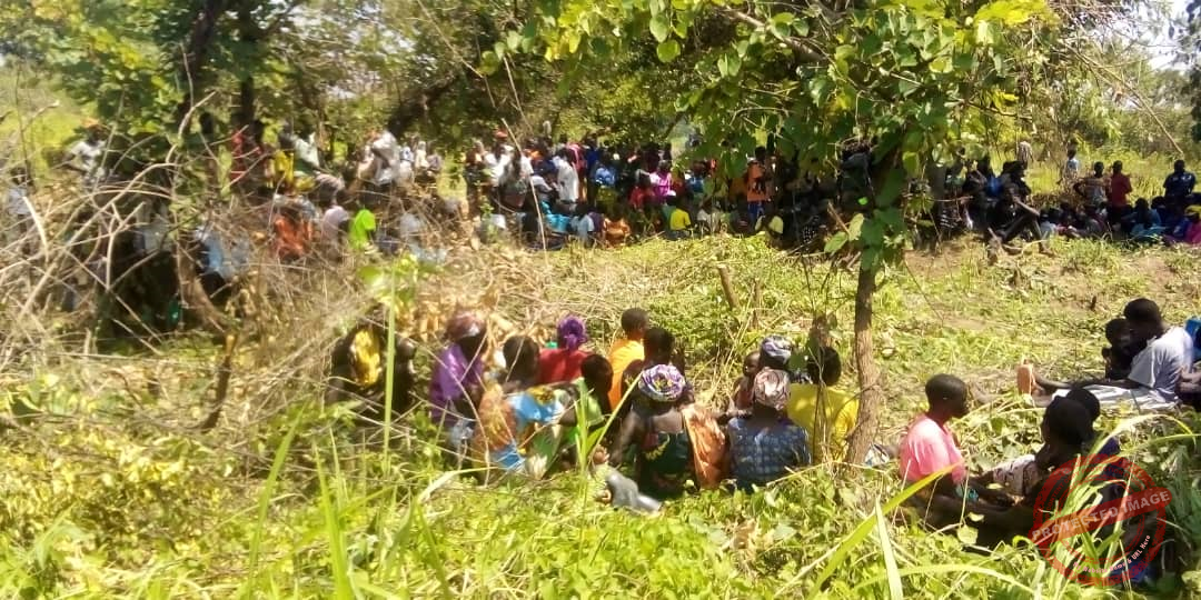 Dispaced persons sheltering under bushes in Morobo County after returning from Uganda - courtesy